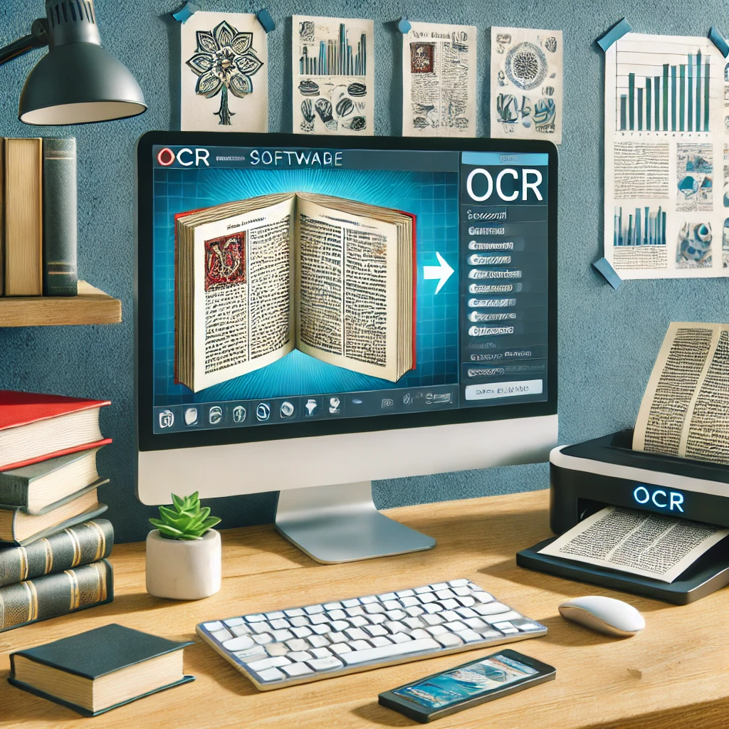 Ilustración de un ordenador donde están usando el software OCR